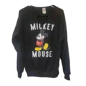 Disney Jerry Leigh Black Cotton w Graphic Keyhole Sweatshirt